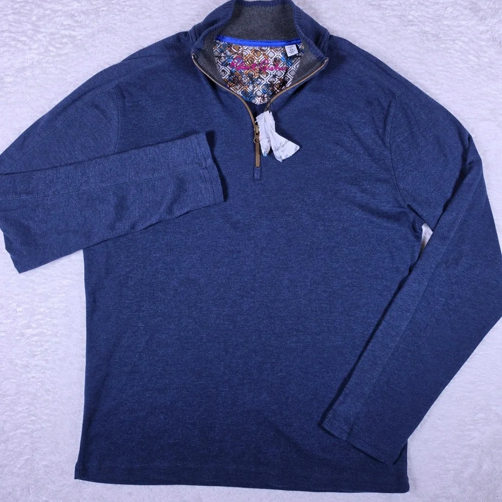 NEW Robert Graham 1/4 Zip Pullover Mens M Blue L/S Classic Fit Heathered